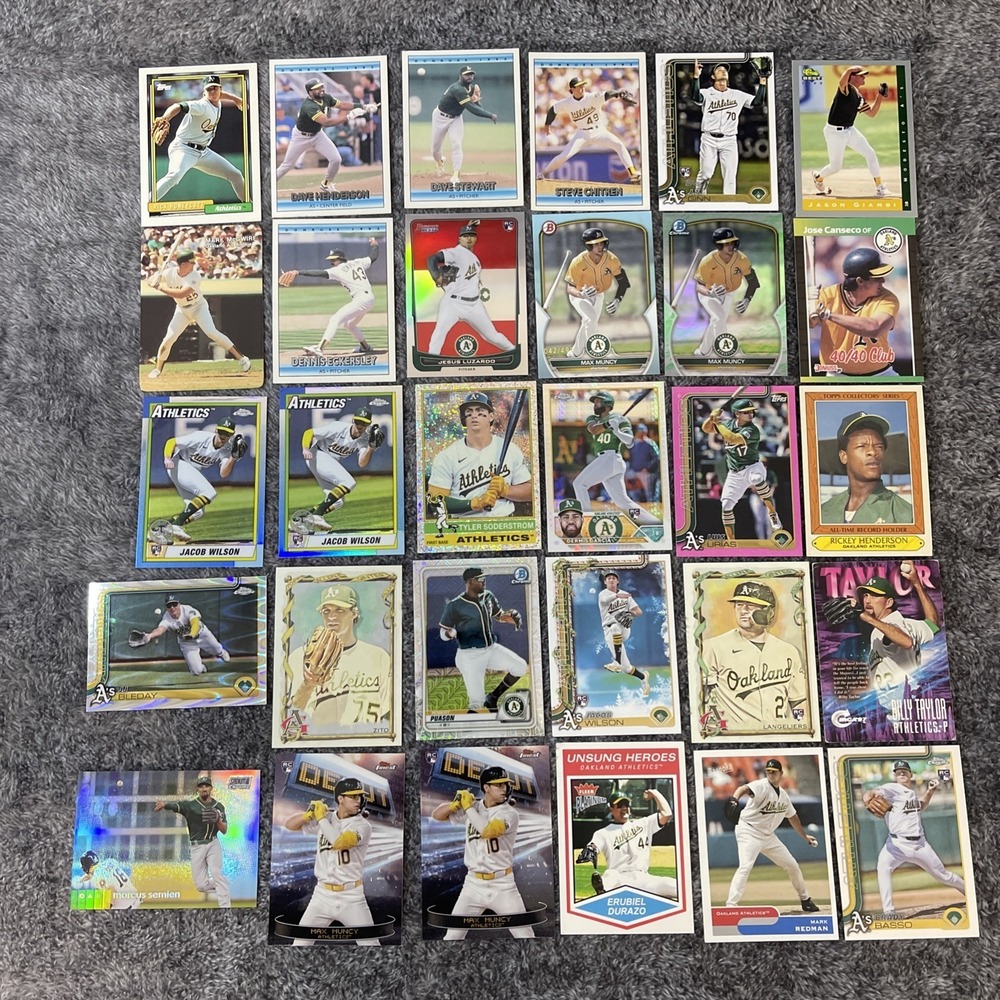 Oakland Athletics Baseball 30 Card Lot - Rookies, Stars, Inserts, Parallels